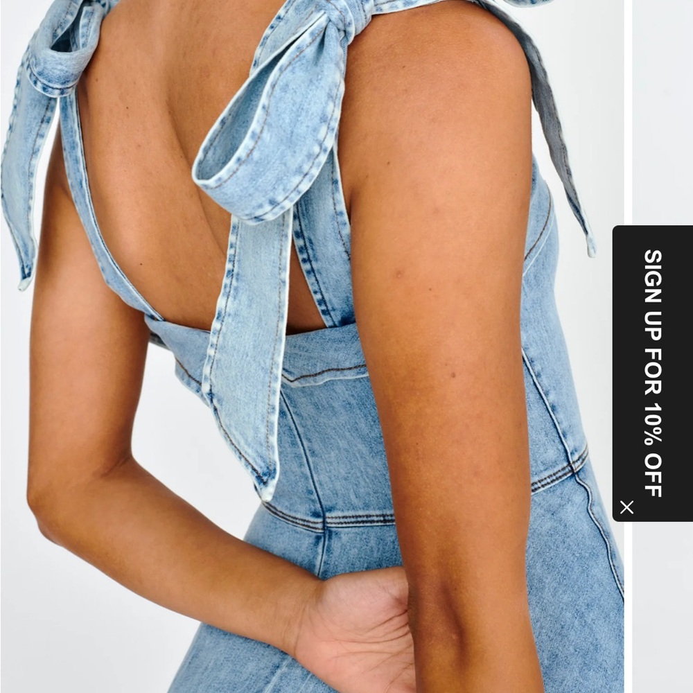 Women's Washed Blue Denim Mini Dress- Casual Everyday Style - Picture 9 of 13